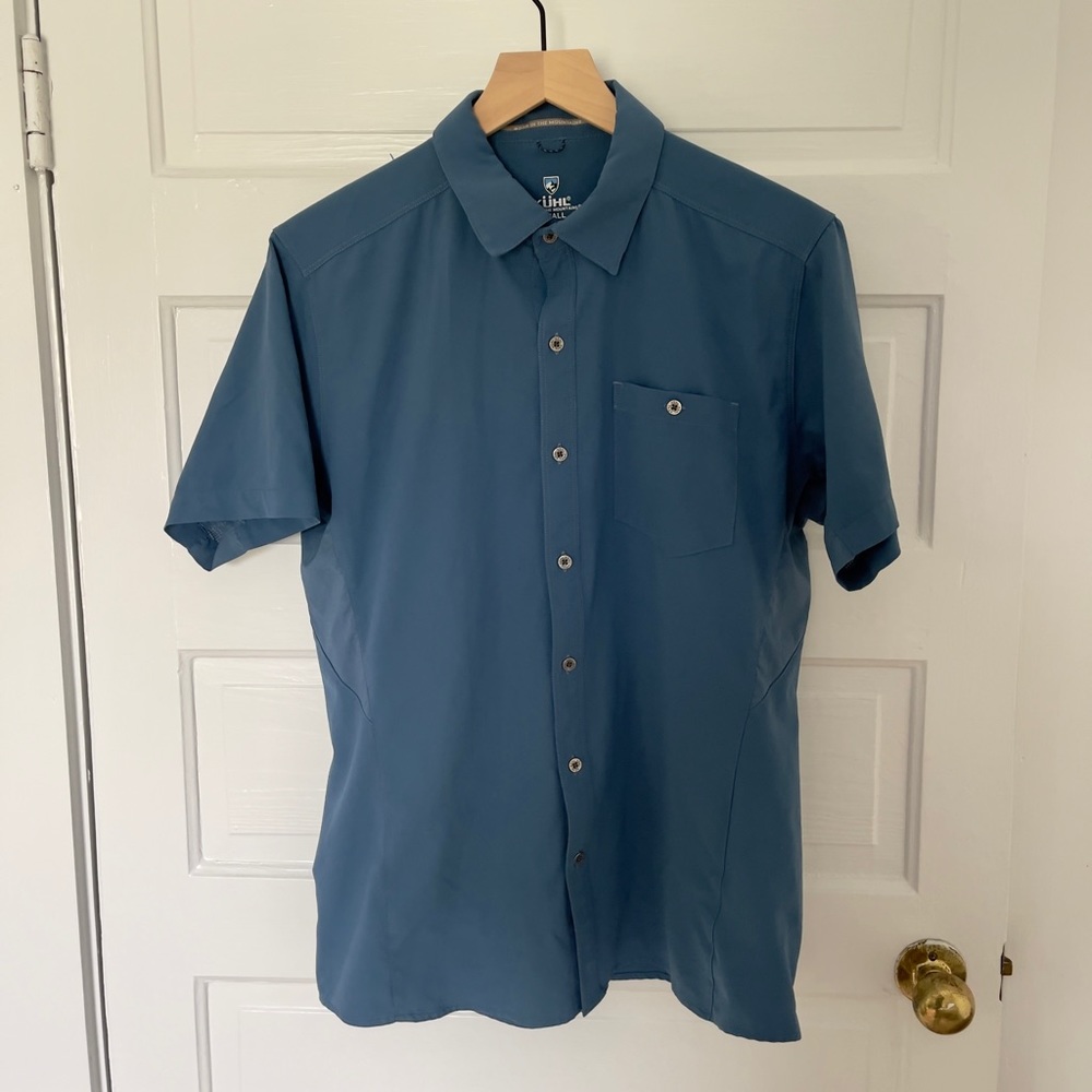 Kuhl Men’s Hiking Light Weight Button Up Shirt Blue Size Small